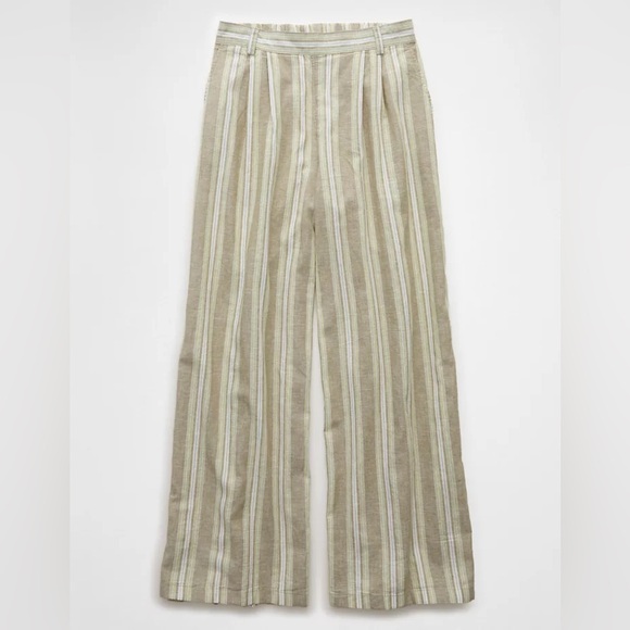 AMERICAN EAGLE | Linen Lightweight High-Waisted Wide Leg Trousers - Picture 4 of 15